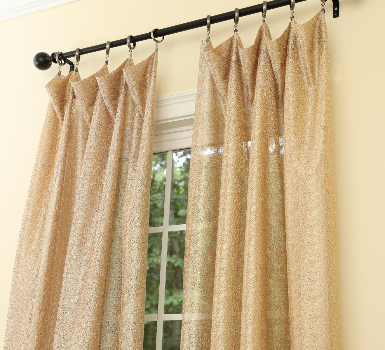 ML18208 La Rosa Lace Sheer Rod Pocket Curtain Panel 52x84 White Polyester