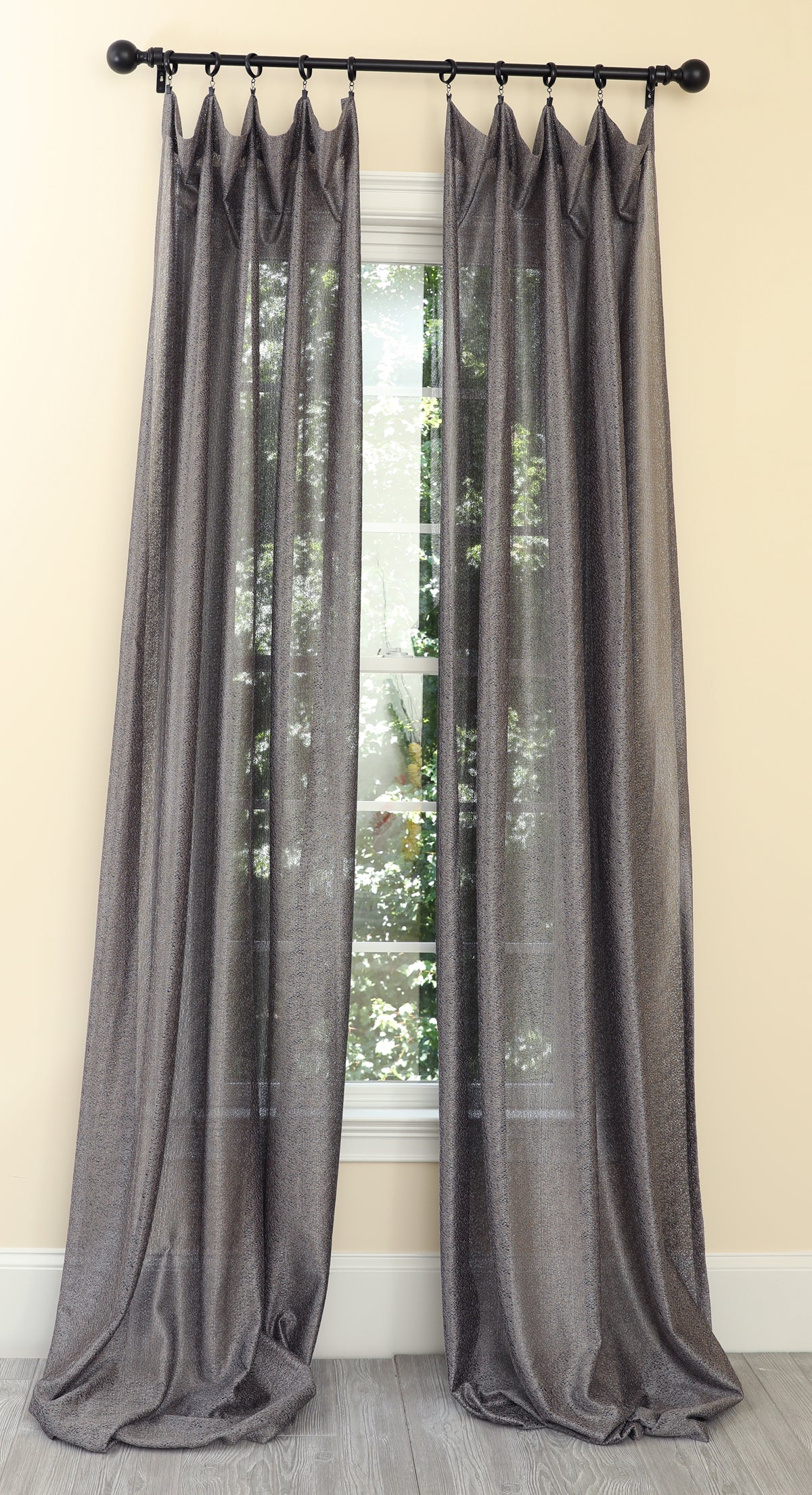 ML18208 La Rosa Lace Sheer Rod Pocket Curtain Panel 52x84 White Polyester