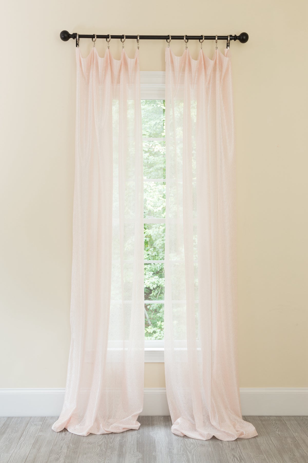 ML18208 La Rosa Lace Sheer Rod Pocket Curtain Panel 52x84 White Polyester