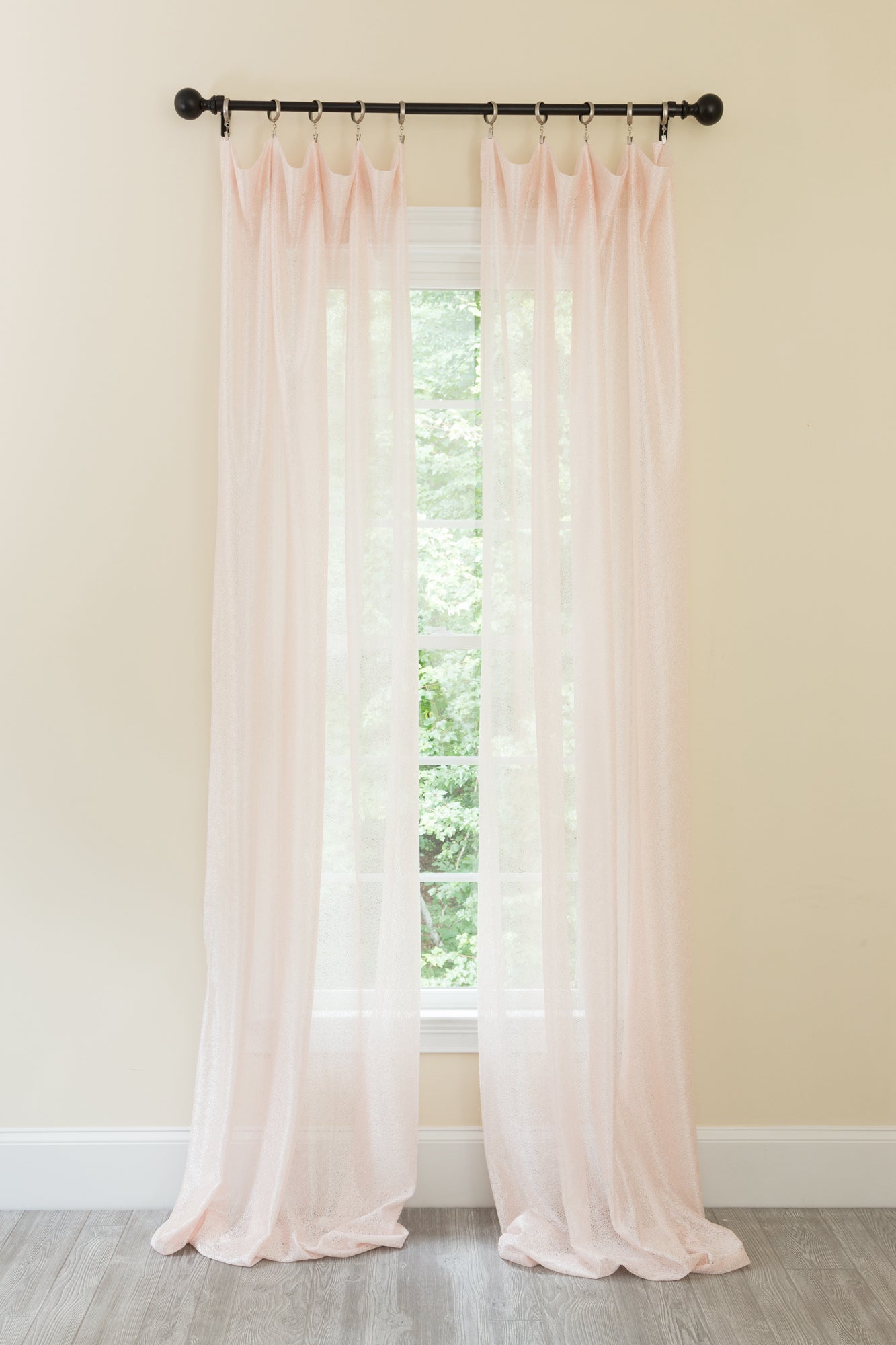 ML18208 La Rosa Lace Sheer Rod Pocket Curtain Panel 52x84 White Polyester