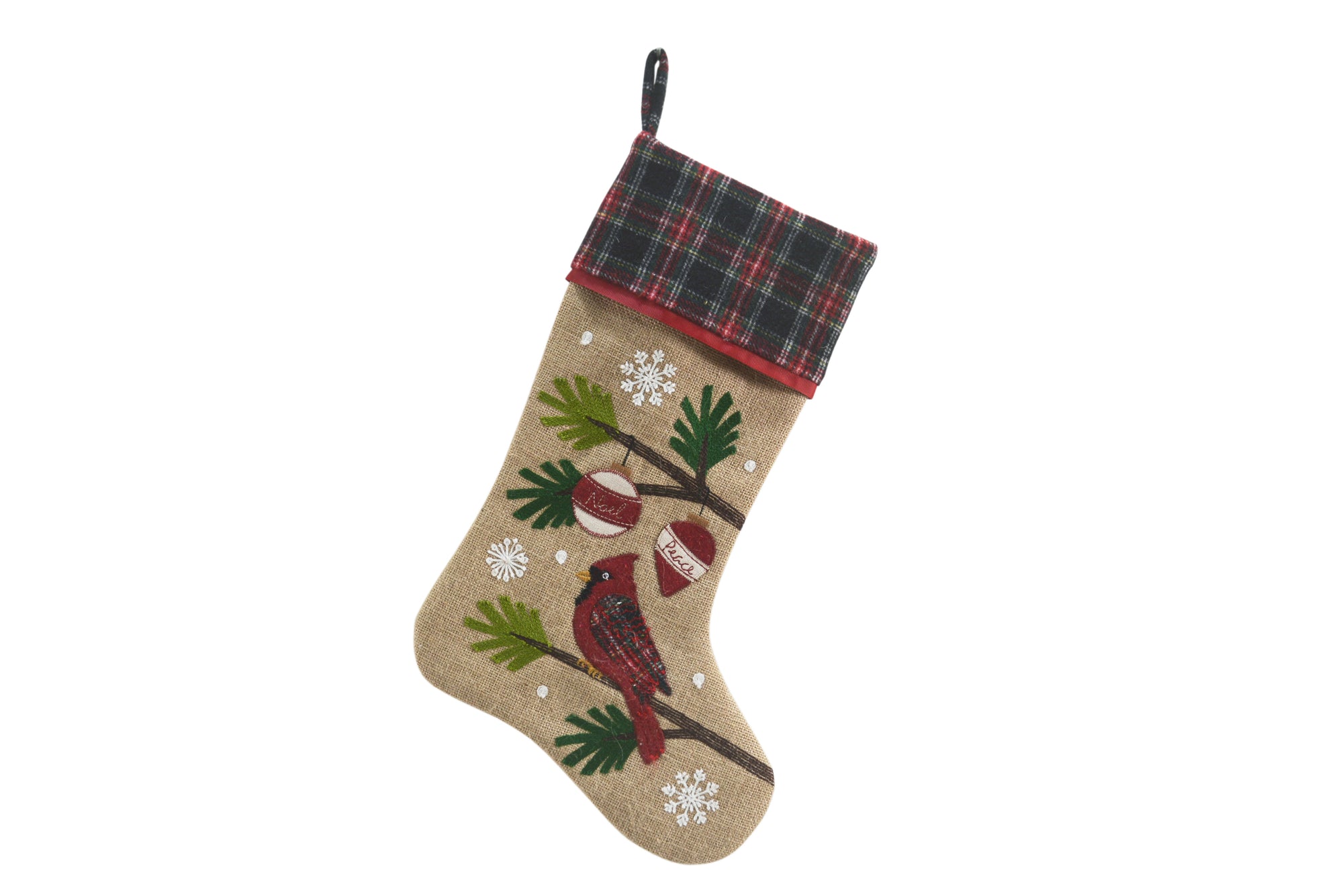 ML18926 Cardinal Noel Peace Jute Stocking 20''
