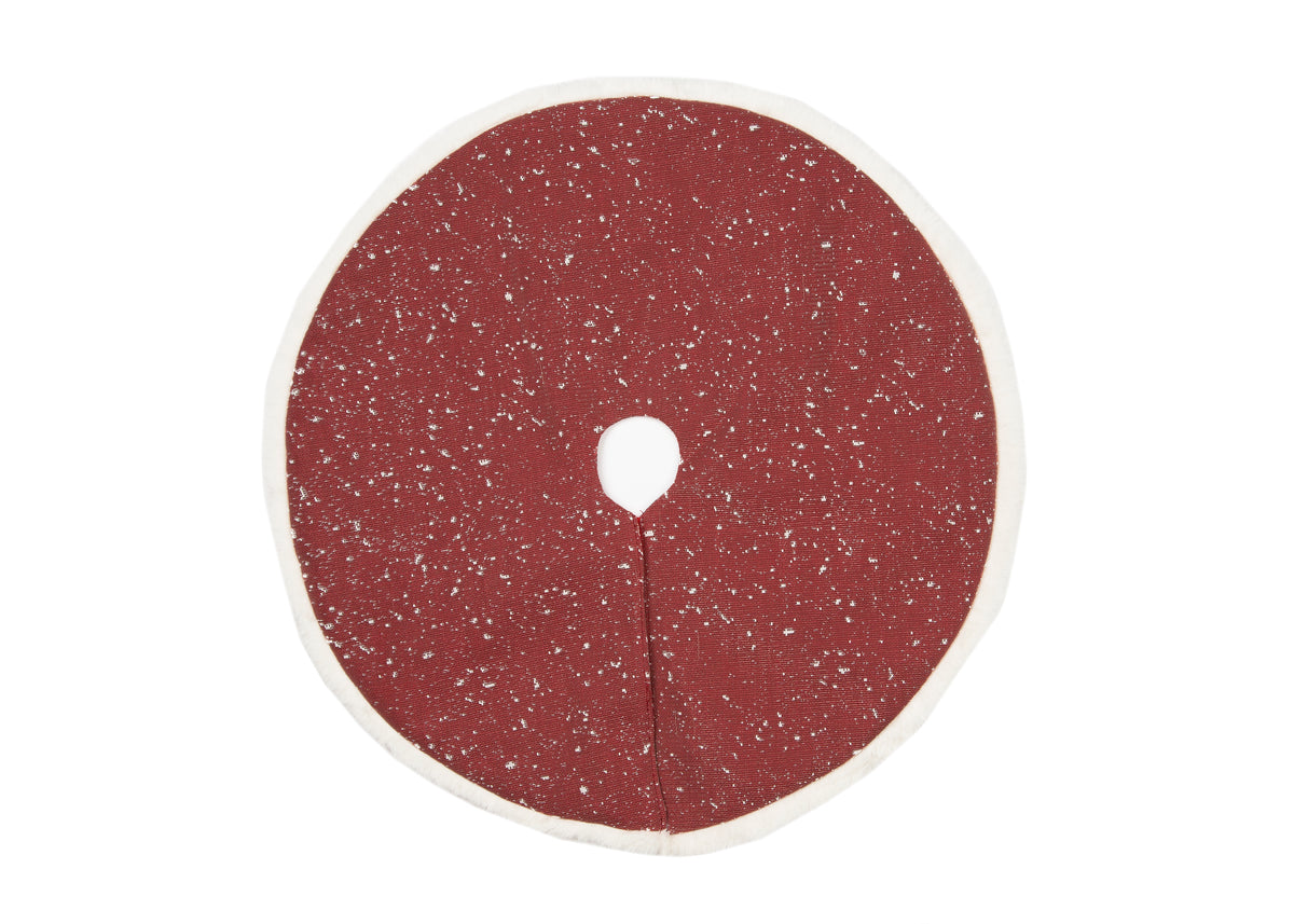 XIA HOME FASHIONS Snowing Sheer Overlay Faux Fur Trim Tree Skirt 20in Reversible