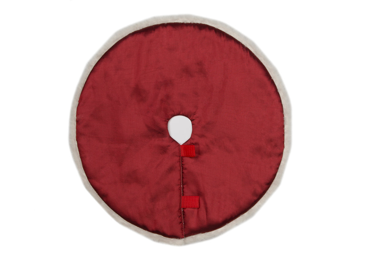 XIA HOME FASHIONS Snowing Sheer Overlay Faux Fur Trim Tree Skirt 20in Reversible