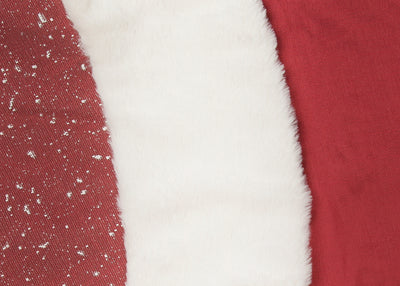 Snow Scene Christmas Treeskirt w/ Printed Santa's Sleigh and Reindeer with Faux Fur Trim, 48"