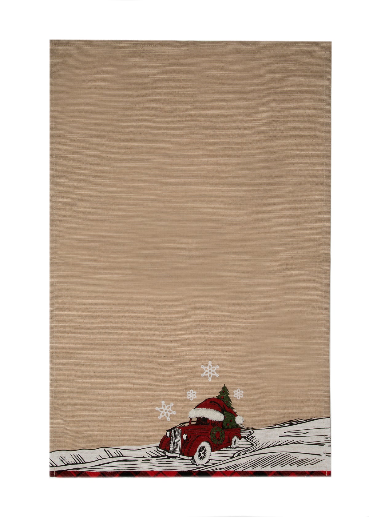 ML21005 Let It Snow Christmas Car Tea Towel 17x27 Polyester Embroidered Tufted