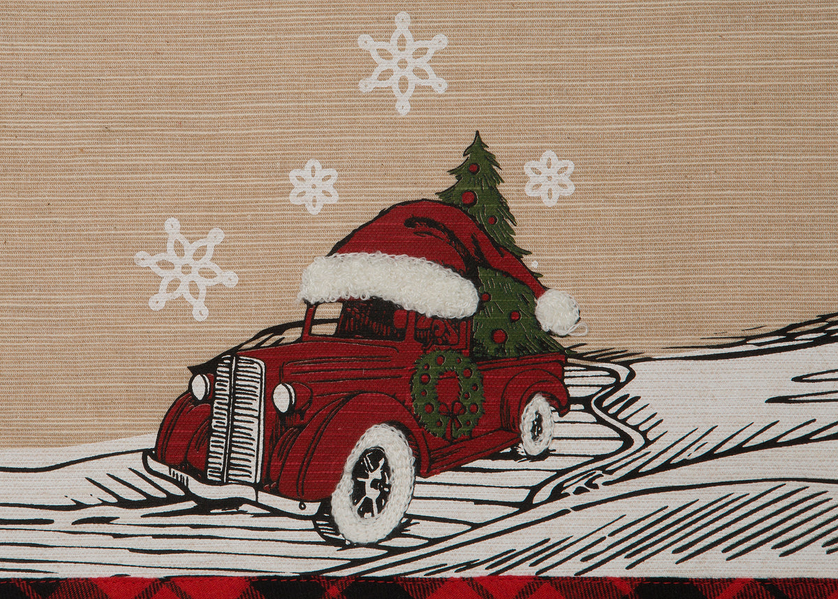 ML21005 Let It Snow Christmas Car Tea Towel 17x27 Polyester Embroidered Tufted