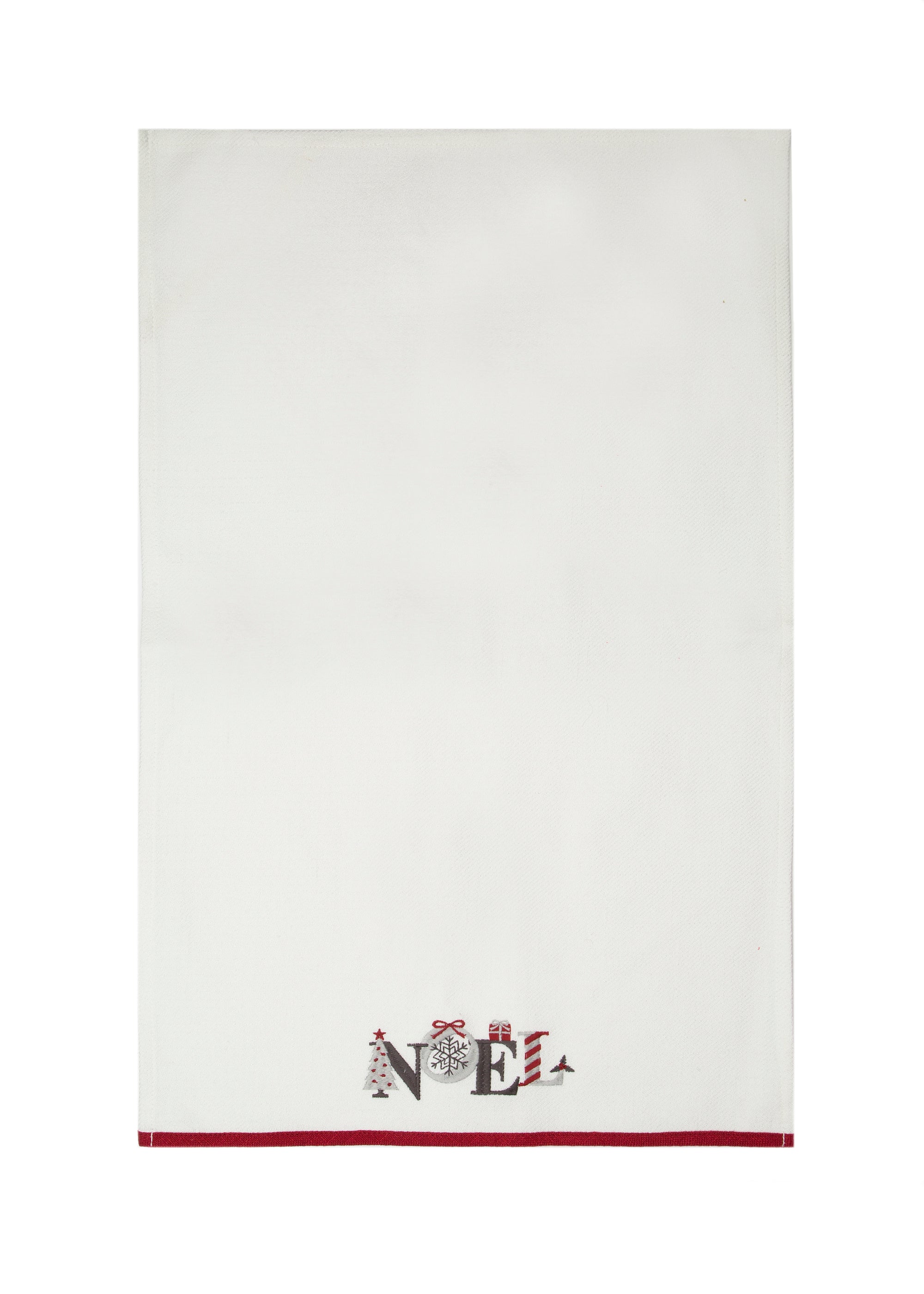 Noel Embroidered Christmas Tea Towel, 17"x27"