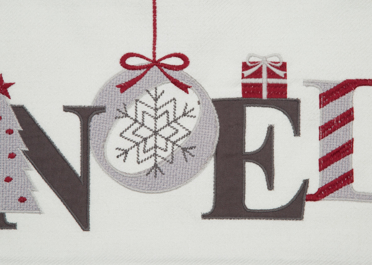 ML21006 Noel Embroidered Christmas Pillow 10x20 Polyester