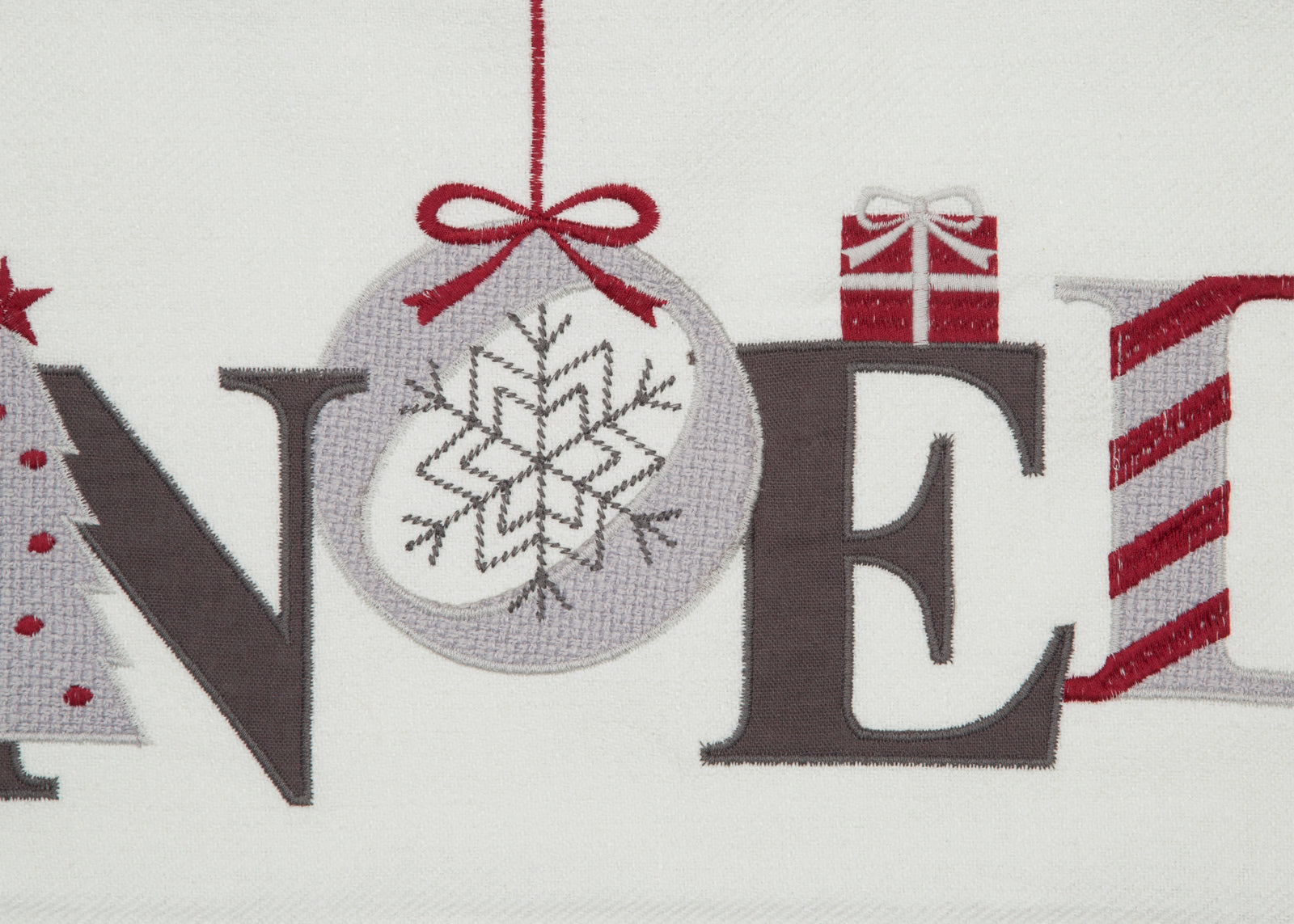 ML21006 Noel Embroidered Christmas Pillow 10x20 Polyester