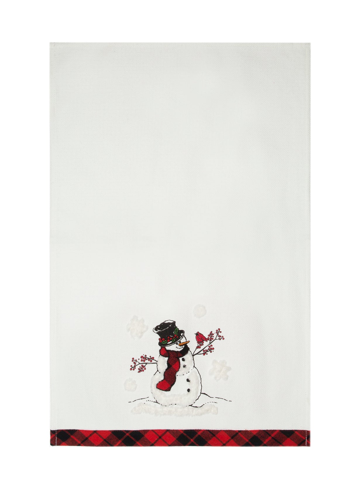 ML21007 Snowman with Caroler Hat Embroidered Christmas Tea Towel 17x27 Polyester