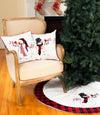 Snowman Christmas Pillow w/ Caroler Hat and Softy Tufted Snow Embroidered, 18"x18"