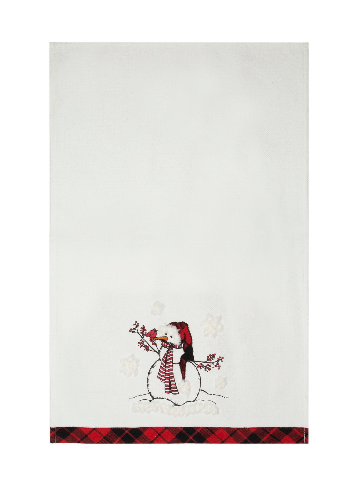 ML21008 Snowman with Beanie Hat Embroidered Christmas Tea Towel 17x27 Polyester