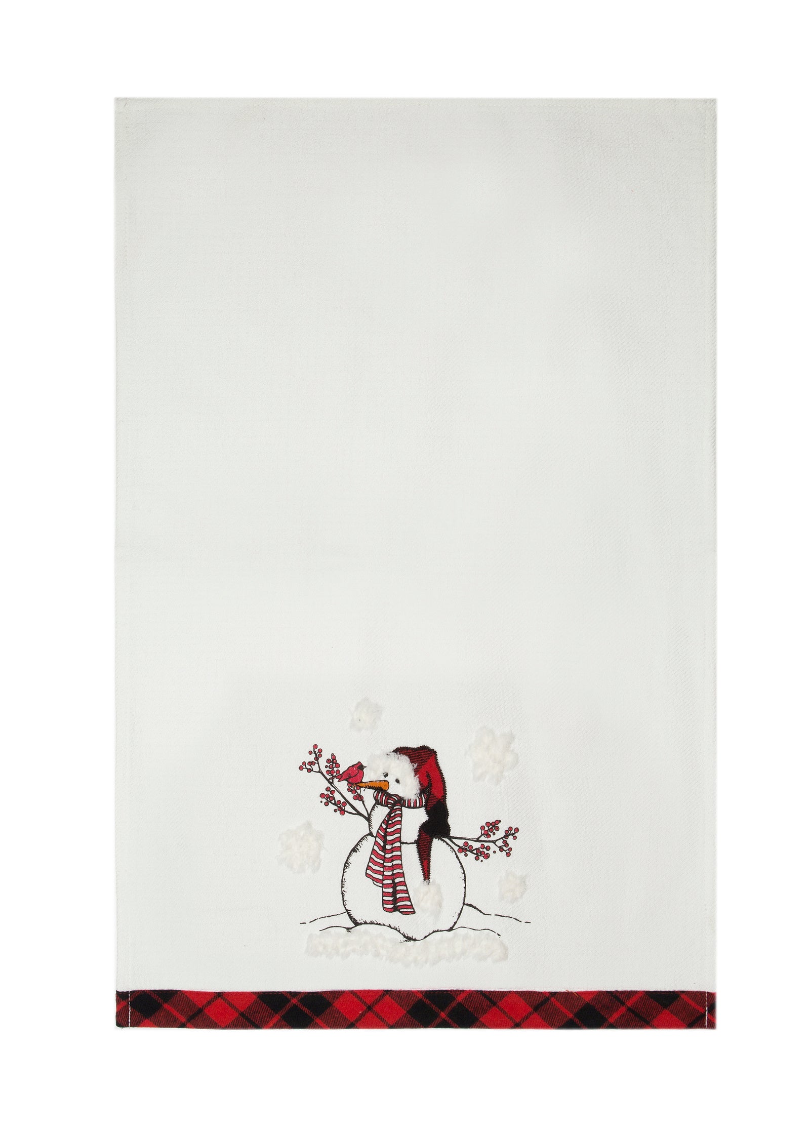 ML21008 Snowman with Beanie Hat Embroidered Christmas Tea Towel 17x27 Polyester