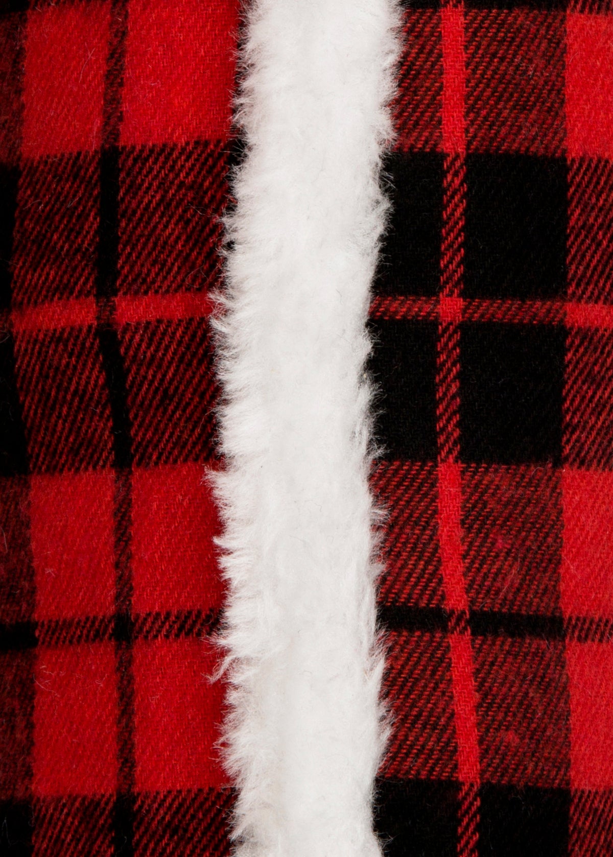 ML21010 Merry Little Christmas Faux Fur Trim Buffalo Check Pillow 10x20 Polyester
