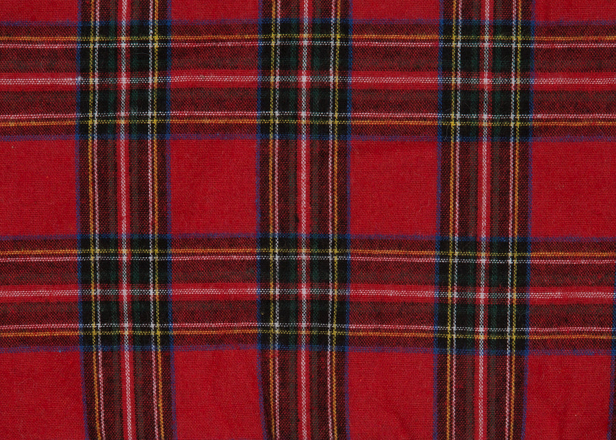 Classic Christmas Check Pillow w/ Faux Fur Trim, 13.5"x13.5"