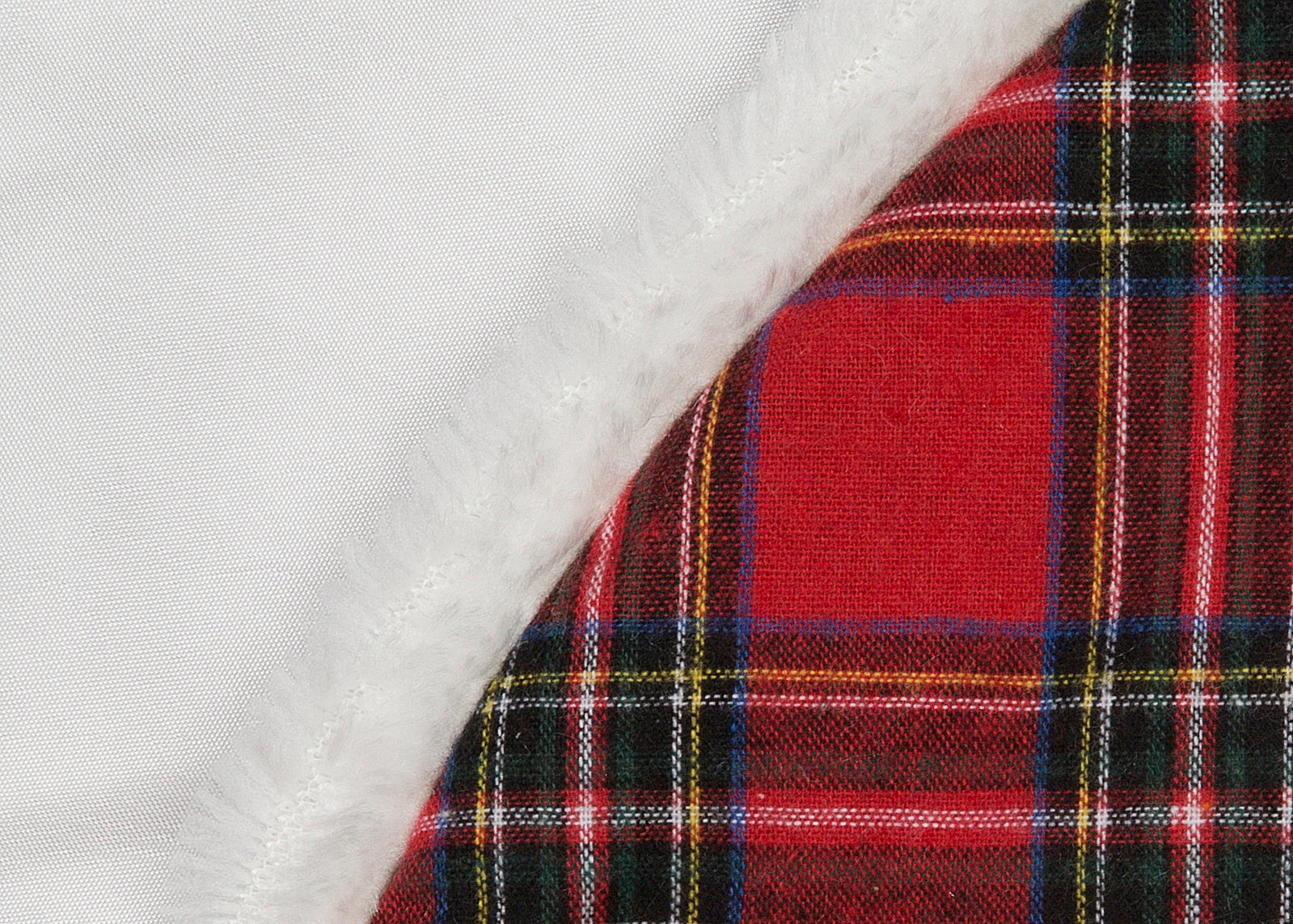 Classic Christmas Check Mini Treeskirt With Faux Fur Trim, 20"