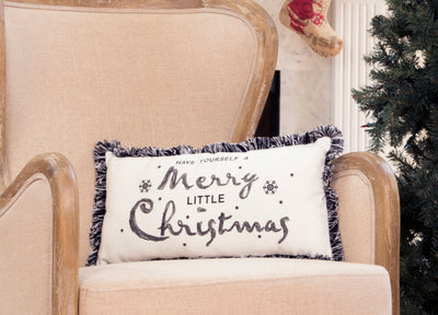 Merry Christmas Fringed Trimmed Pillow, 10"x20"
