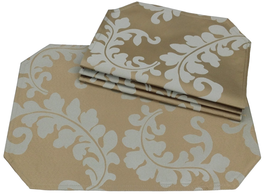 Xia Home Fashions Ivy Placemats Set of 4 14x20 Blue Taupe