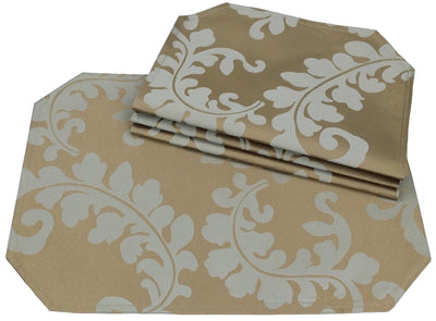 Xia Home Fashions Ivy Placemats Set of 4 14x20 Blue Taupe