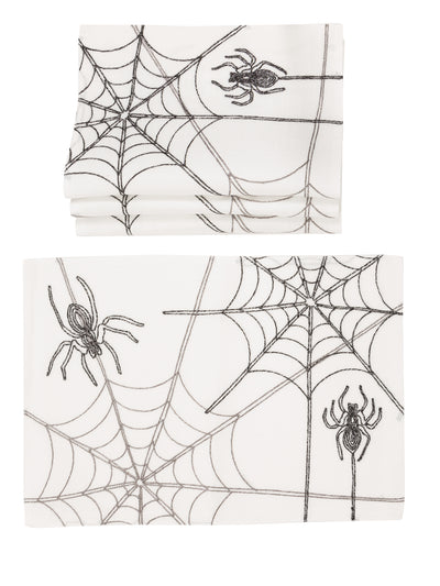 XD18801 Halloween Spider Web 14''x20'' Placemats, Set of 4