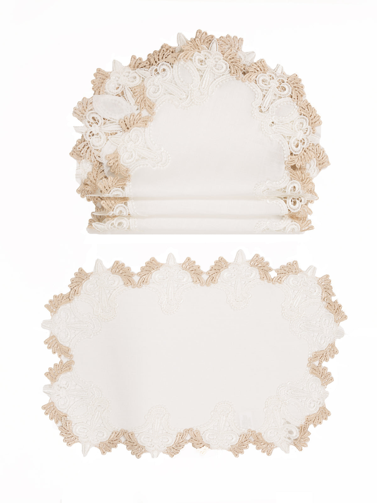 Xia Home Fashions Anais Lace Embroidered Cutwork Placemats Set of 4 13x19 Off-White