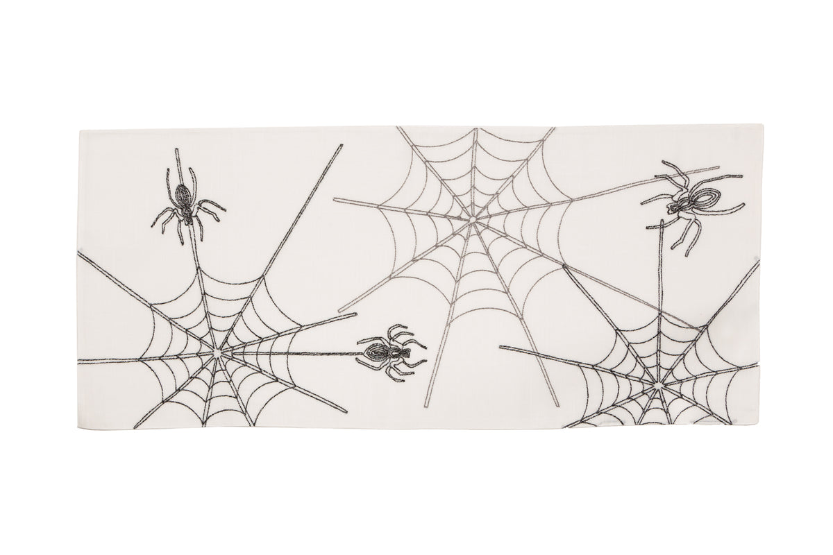 XD18801 Spider Web Table Runner 16x36 White