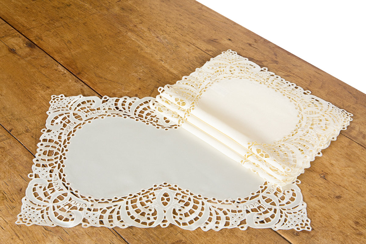 Xia Home Fashions Lace Cutwork Table Runner 15x54 Inch Ivory