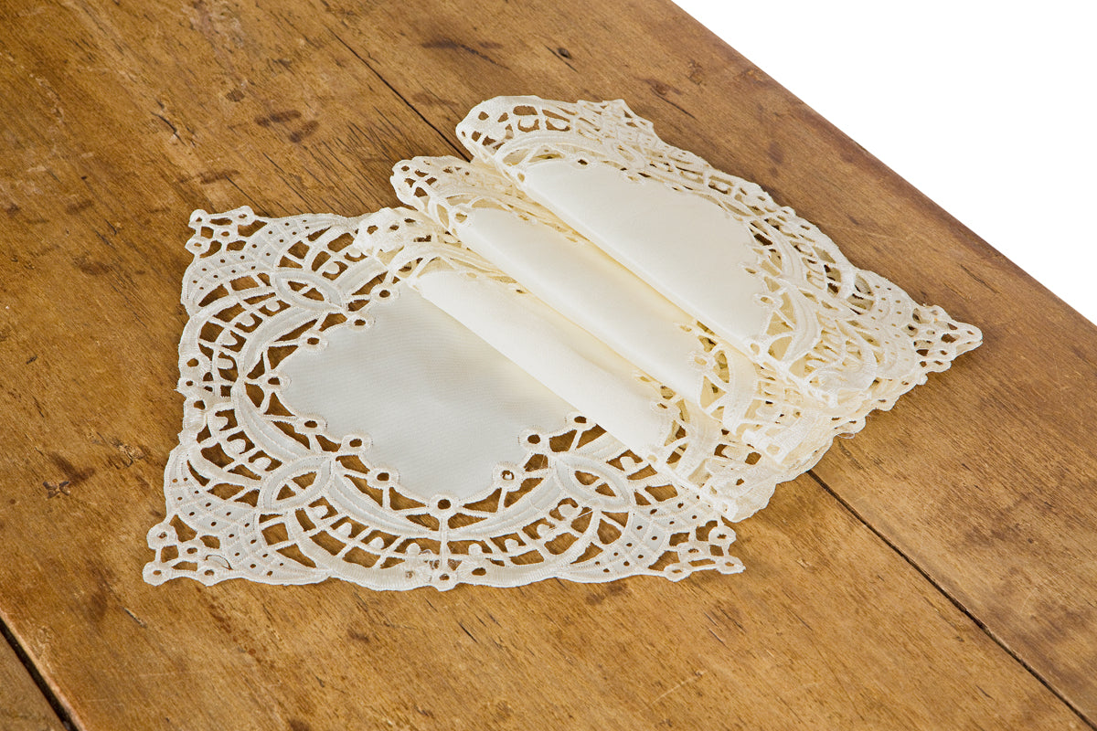 Xia Home Fashions Lace Cutwork Table Topper 36x36 Inch Ivory