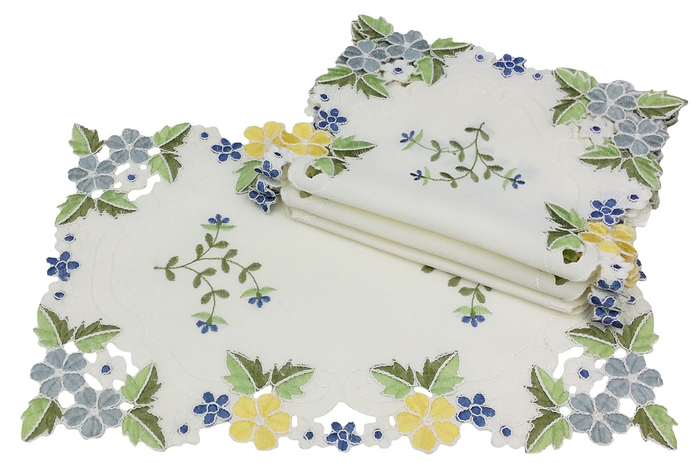 XD101812 Fancy Flowers Placemat, 12"x18", Set of 4