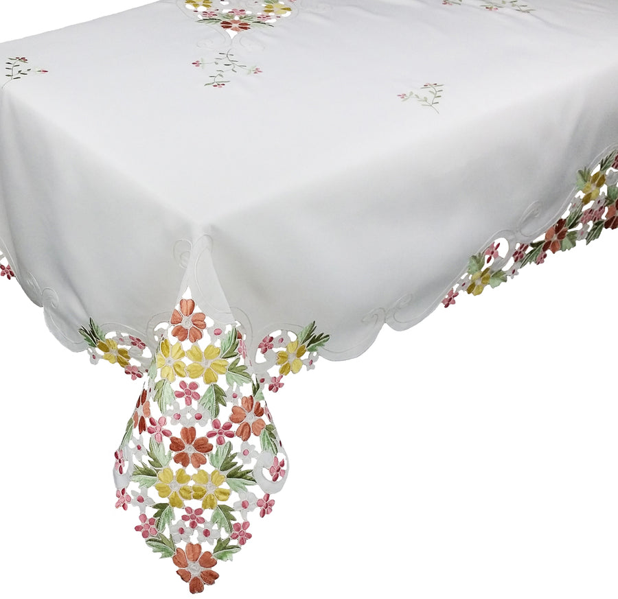 XD101812 Fancy Flowers 90-Inch By 90-Inch Tablecloth-Pink