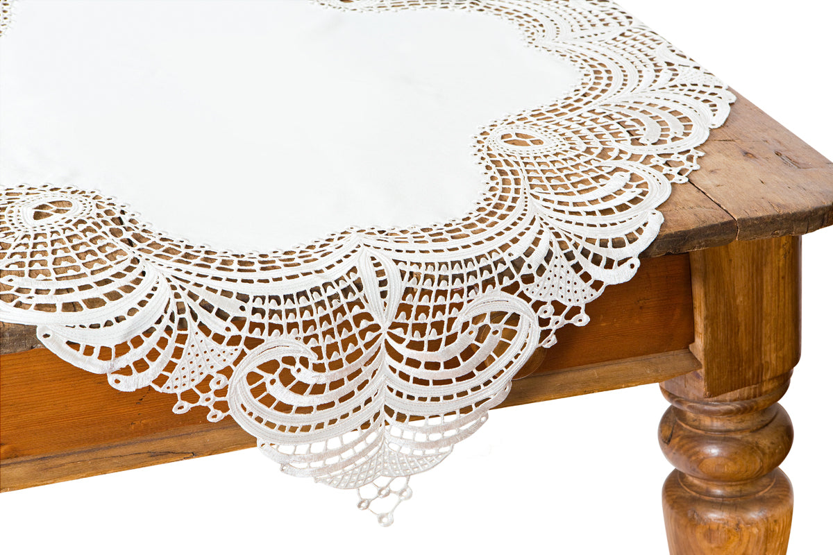 Xia Home Fashions Lace Cutwork Doilies 8 Inch Ivory Set of 4
