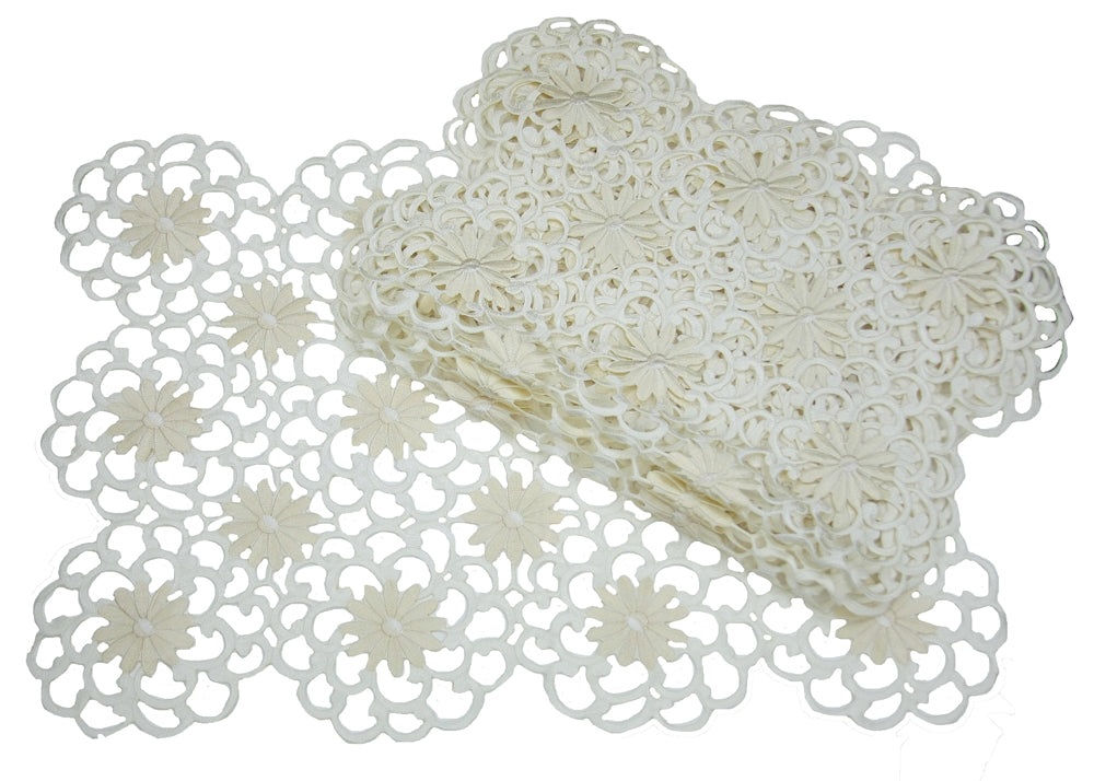 Xia Home Fashions Daisy Floral Cutwork Placemats 14x20 Inch Copper Set of 4