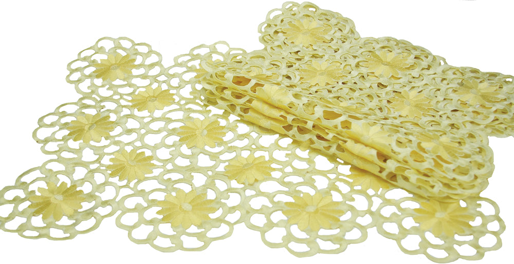 Xia Home Fashions Daisy Floral Cutwork Placemats 14x20 Inch Copper Set of 4