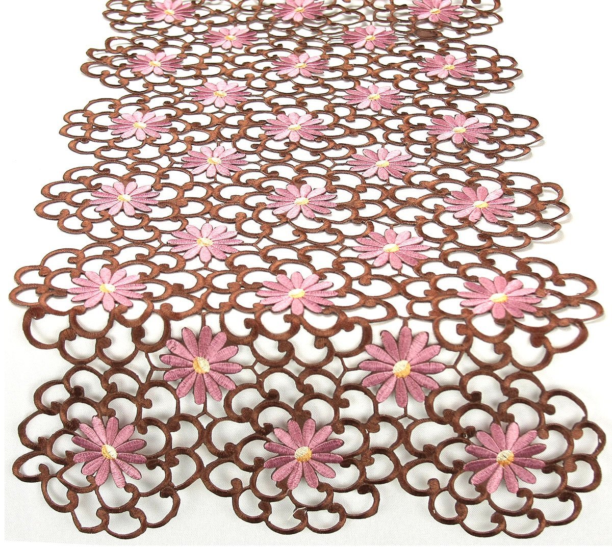 Xia Home Fashions Daisy Floral Cutwork Table Runner 16x34 Inch Green