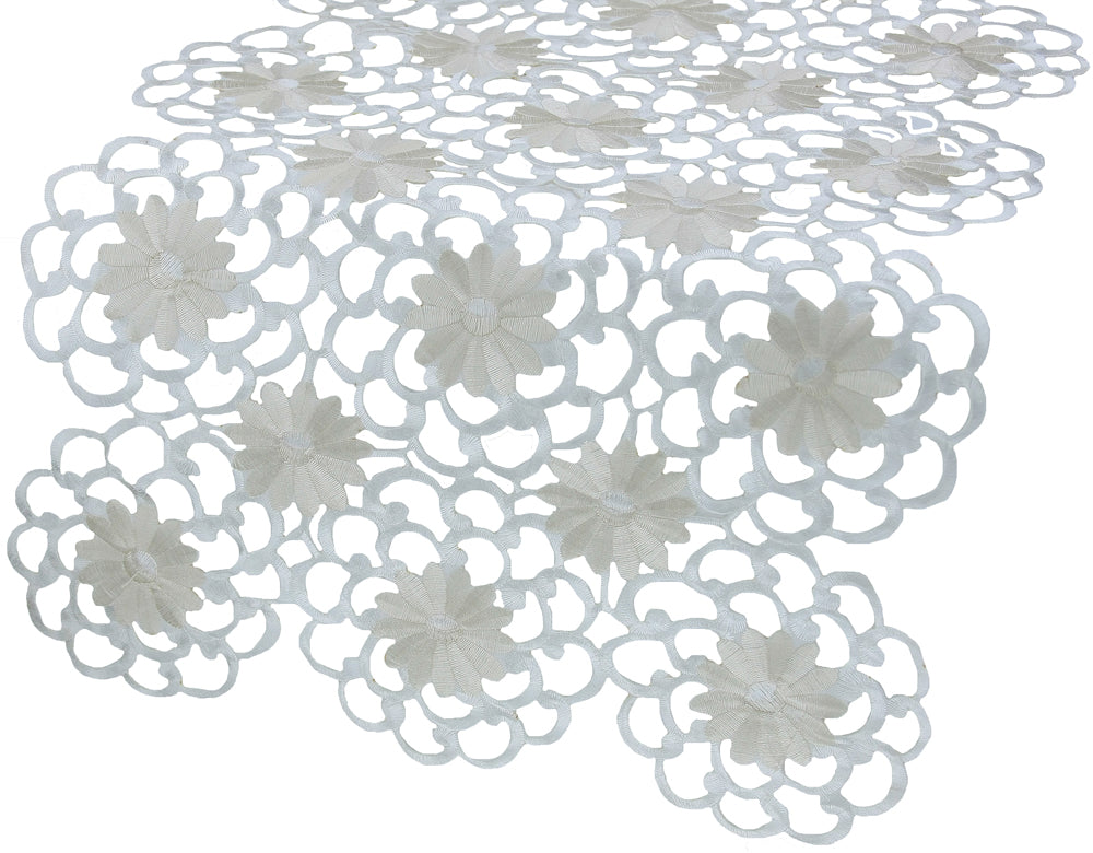 Xia Home Fashions Daisy Floral Cutwork Table Runner 16x34 Inch Green