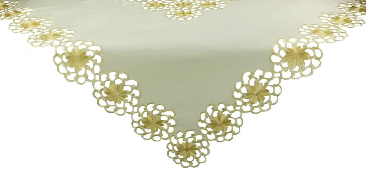Xia Home Fashions Daisy Floral Cutwork Table Topper 34x34 Inch Copper