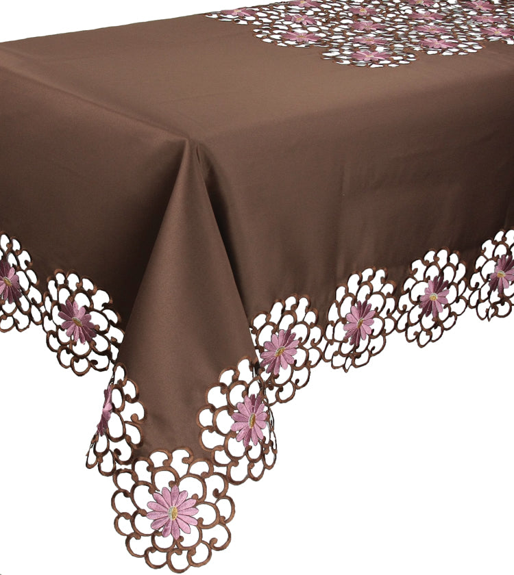 Xia Home Fashions Daisy Floral Cutwork Tablecloth 60x60 Inch Yellow