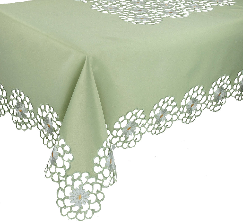 Xia Home Fashions Daisy Floral Cutwork Tablecloth 60x60 Inch Yellow
