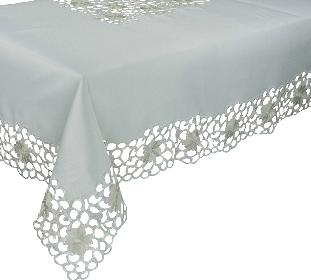 Xia Home Fashions Daisy Floral Cutwork Tablecloth 60x60 Inch Yellow
