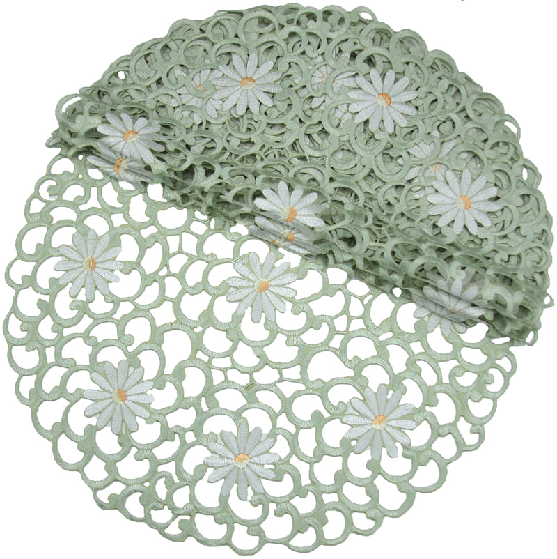 Xia Home Fashions Daisy Floral Cutwork Doilies 8 Inch Green Set of 4