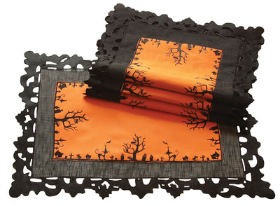 XD11026 Hallows Eve Embroidered Placemats 14x20 Set of 4