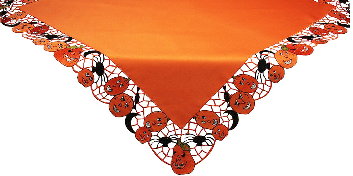 XD11035 Happy Jack-O-Lanterns Embroidered Table Topper 34x34