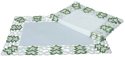 XD110708 Tannenbaum Placemats Set of 4 12x18 White Poliviscose