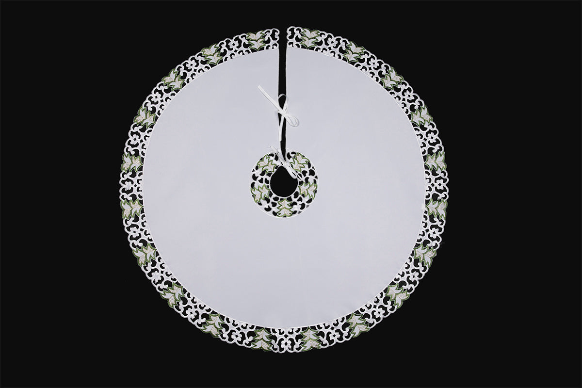 XD110708 Tannenbaum Tree Skirt 48 Round White Poliviscose