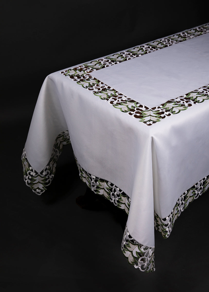 XD110708 Tannenbaum Tablecloth 60x84 White Poliviscose