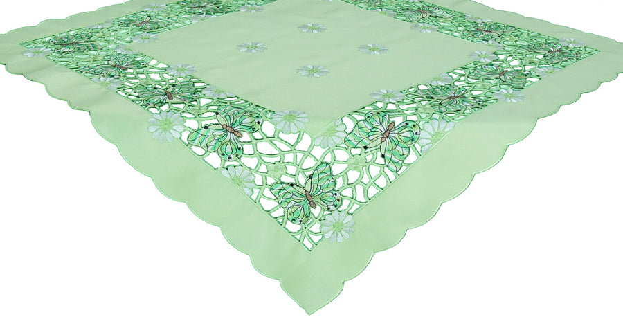 XD110728 Emerald Mariposa Table Topper, 34"x34"