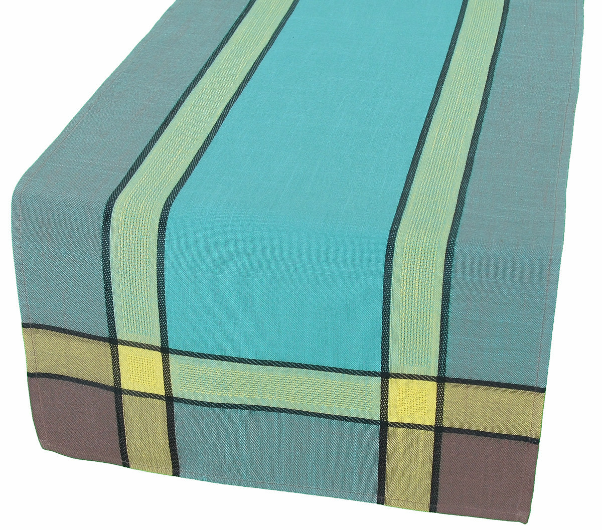 Xia Home Fashions Woven Border Table Runner 15x36 Inch Celery