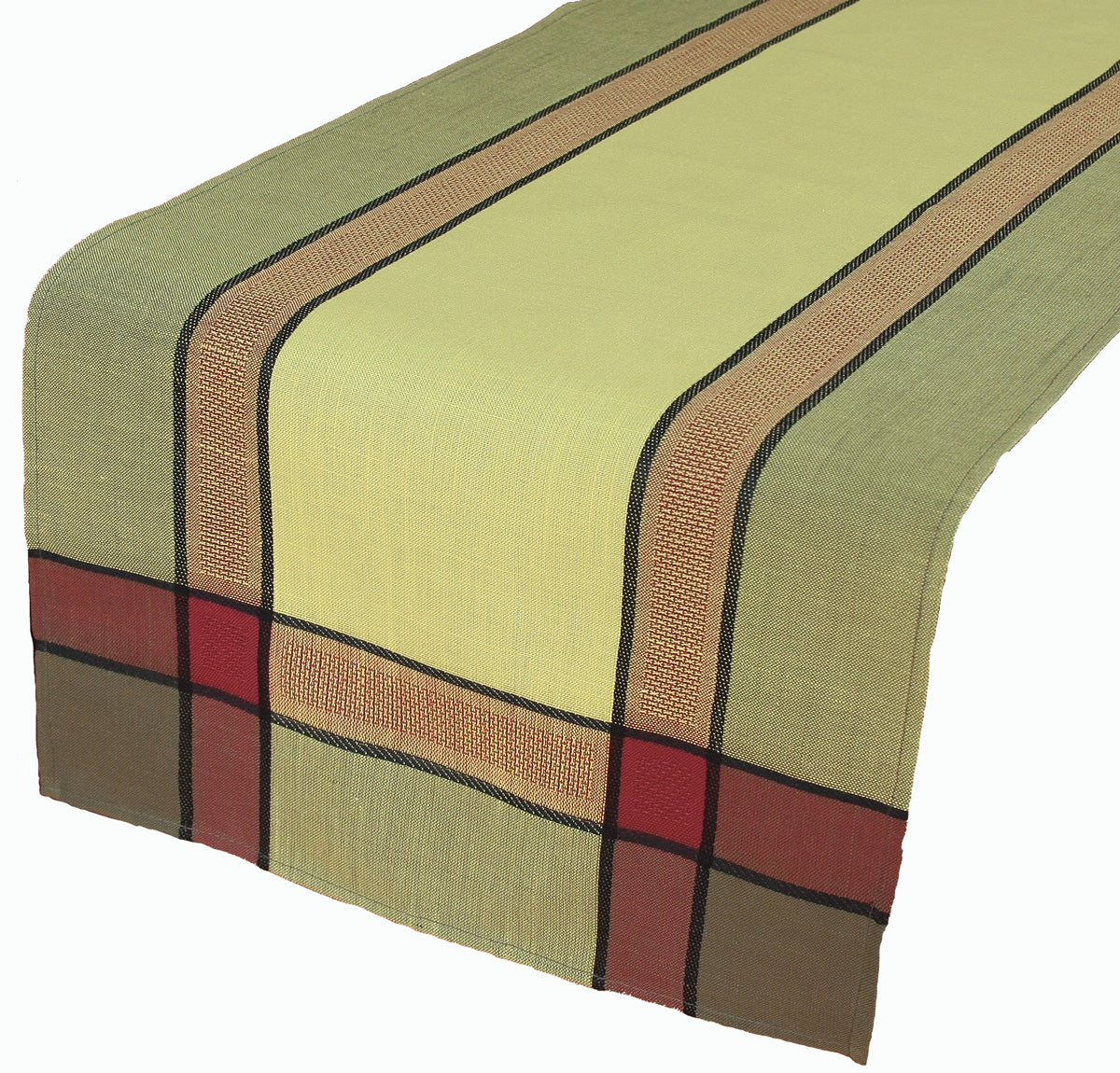 Xia Home Fashions Woven Border Table Runner 15x36 Inch Celery