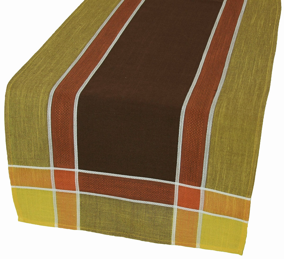 Xia Home Fashions Woven Border Table Runner 15x36 Inch Celery