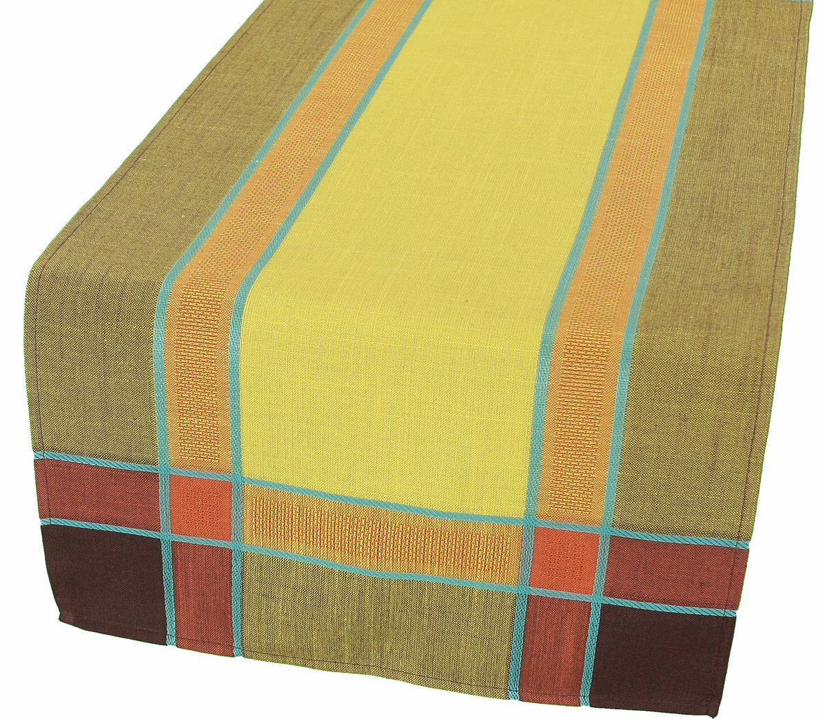 Xia Home Fashions Woven Border Table Runner 15x36 Inch Celery